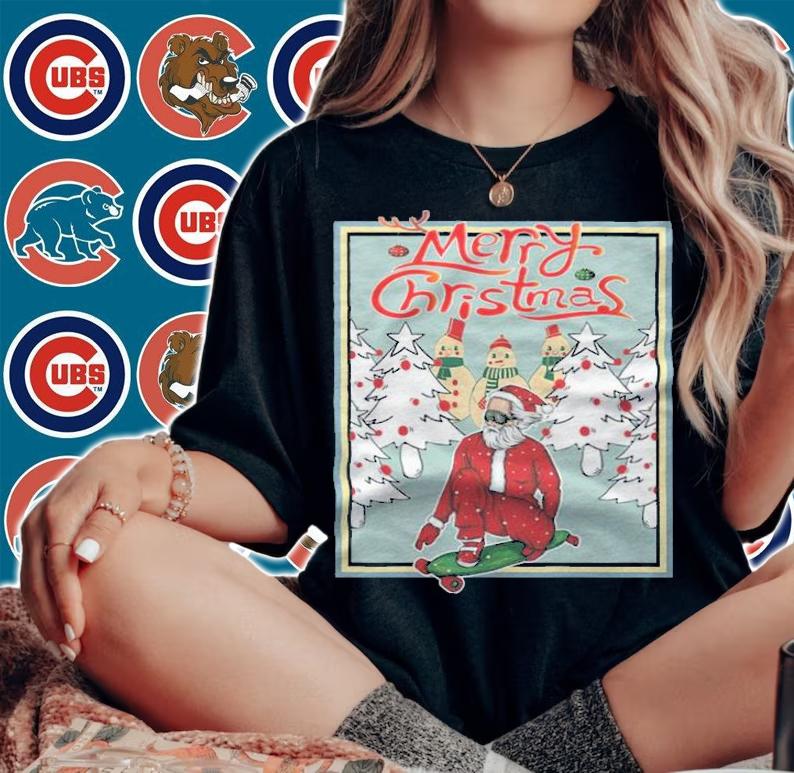 Santa Claus skate Christmas T-shirt woman shirt