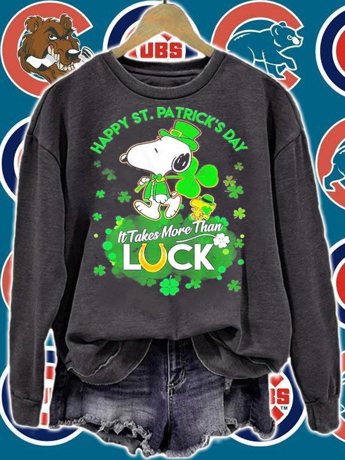 Snoopy And Woodstock Happy St Patricks Day It Takes More Than Luck T-Shirt sweatshirt
