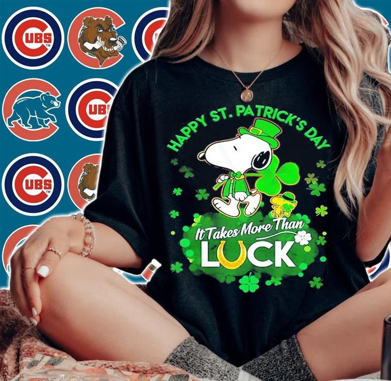 Snoopy And Woodstock Happy St Patricks Day It Takes More Than Luck T-Shirt woman shirt