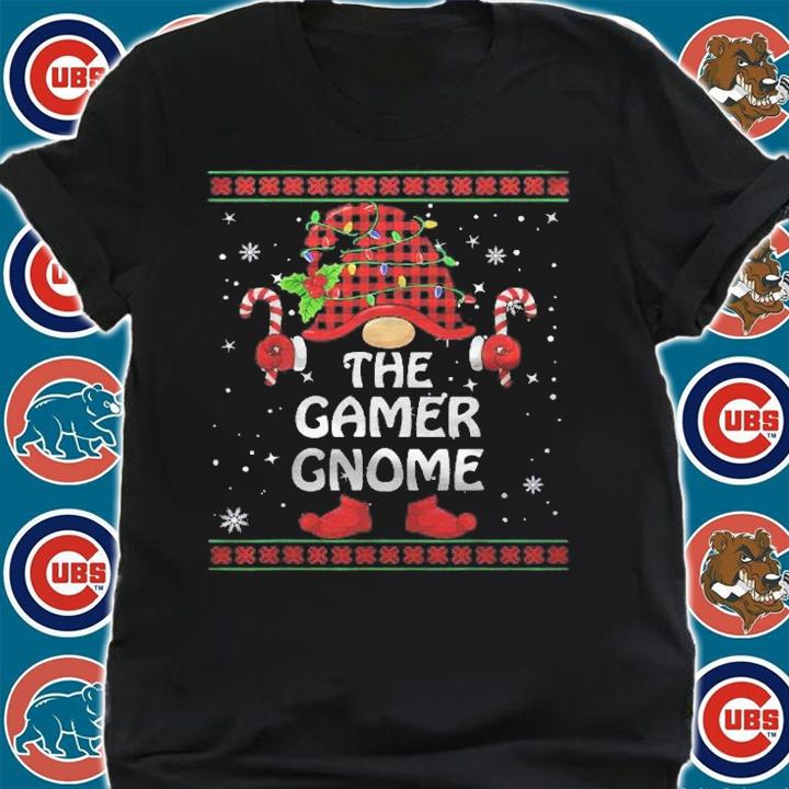 Gamer Gnome Buffalo Plaid Matching Family Christmas Pajama Shirt