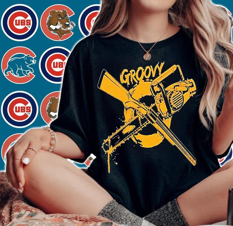 Groovy Chainsaw and Shotgun T-shirt woman shirt