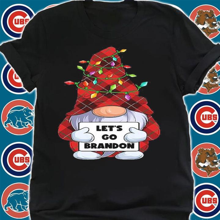 Let's Go Brandon Funny Christmas Gnome Buffalo Plaid Red T-Shirt shirt
