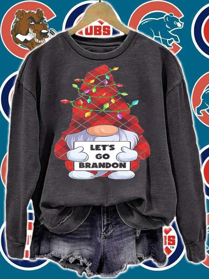 Let's Go Brandon Funny Christmas Gnome Buffalo Plaid Red T-Shirt sweatshirt