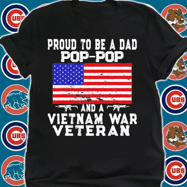 Mens Proud Dad Pop-Pop Vietnam War Veteran  Retro Us Flag Grandpa T-Shirt shirt
