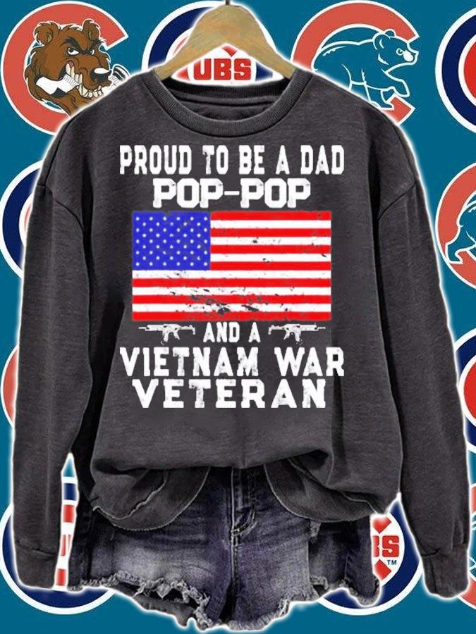 Mens Proud Dad Pop-Pop Vietnam War Veteran  Retro Us Flag Grandpa T-Shirt sweatshirt