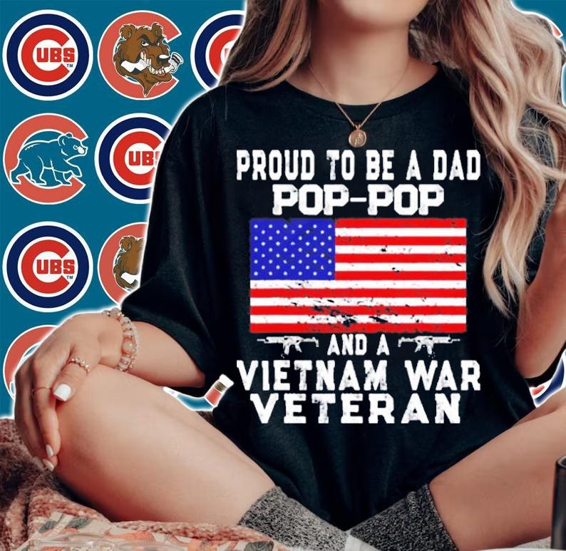 Mens Proud Dad Pop-Pop Vietnam War Veteran  Retro Us Flag Grandpa T-Shirt woman shirt