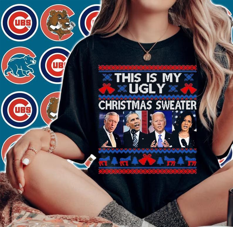 Funny Anti Joe Biden This Is My Christmas Xmas Ugly Sweater T-Shirt woman shirt