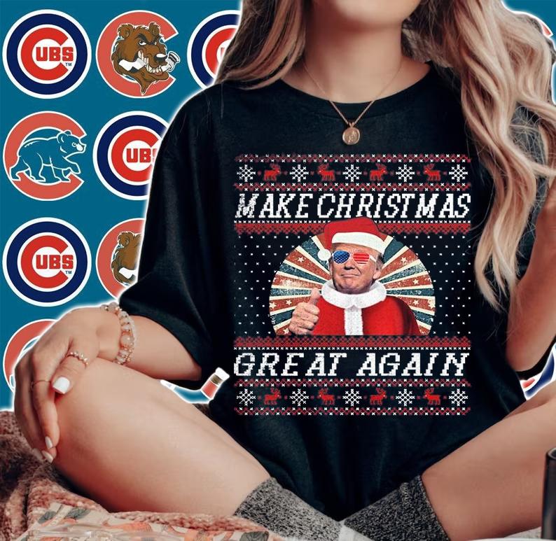 Funny Trump Ugly Christmas Gifts Make Christmas Great Again T-Shirt woman shirt