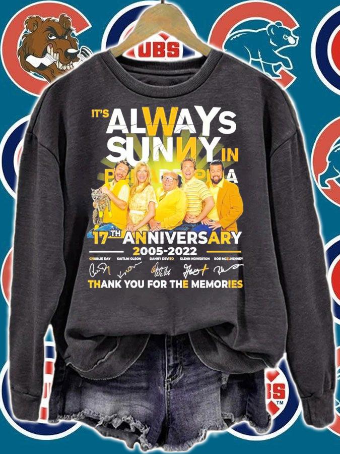 It's Always Sunny In Philadelphia 17th Anniversary 2005-2022 Signatures Thank You For The Memories Shirt