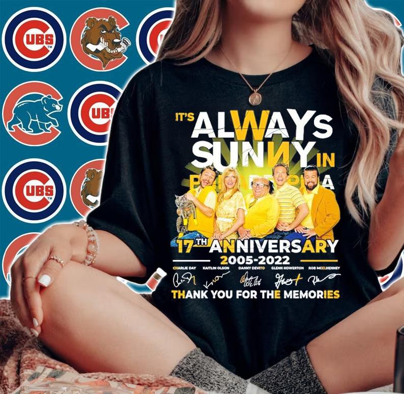It's Always Sunny In Philadelphia 17th Anniversary 2005-2022 Signatures Thank You For The Memories Shirt