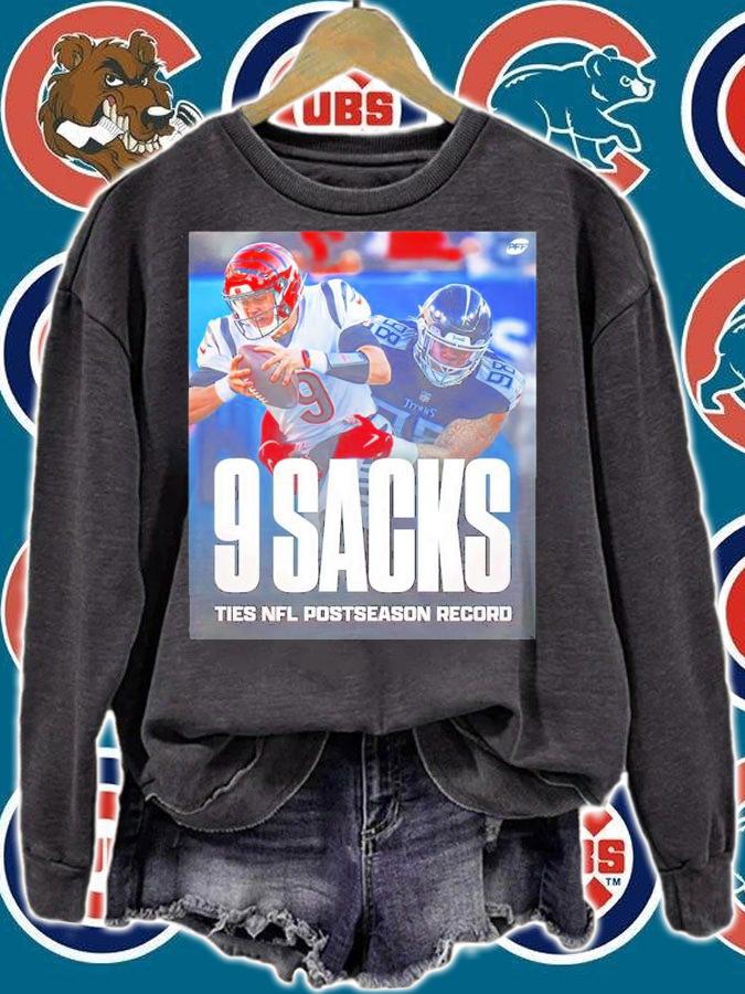 Joe Burrow 9 Sacks Ties NFL Postseason Record Shirt