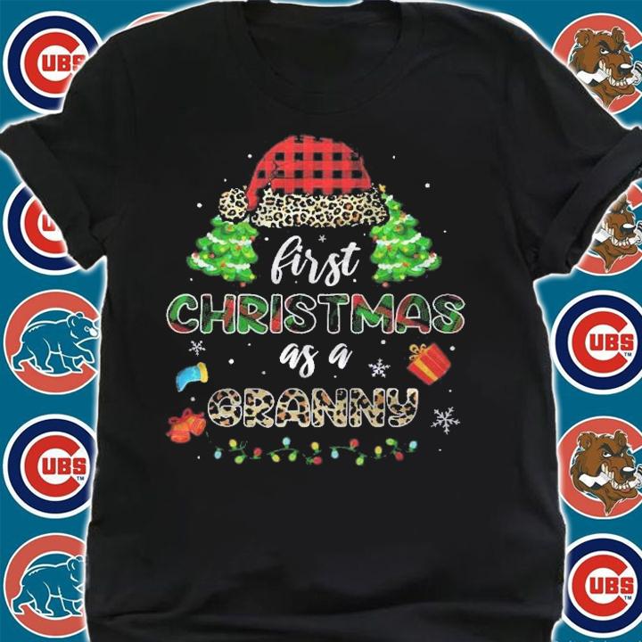 Mb First Christmas As A Granny Santa Hat Leopard Plaid Shirt