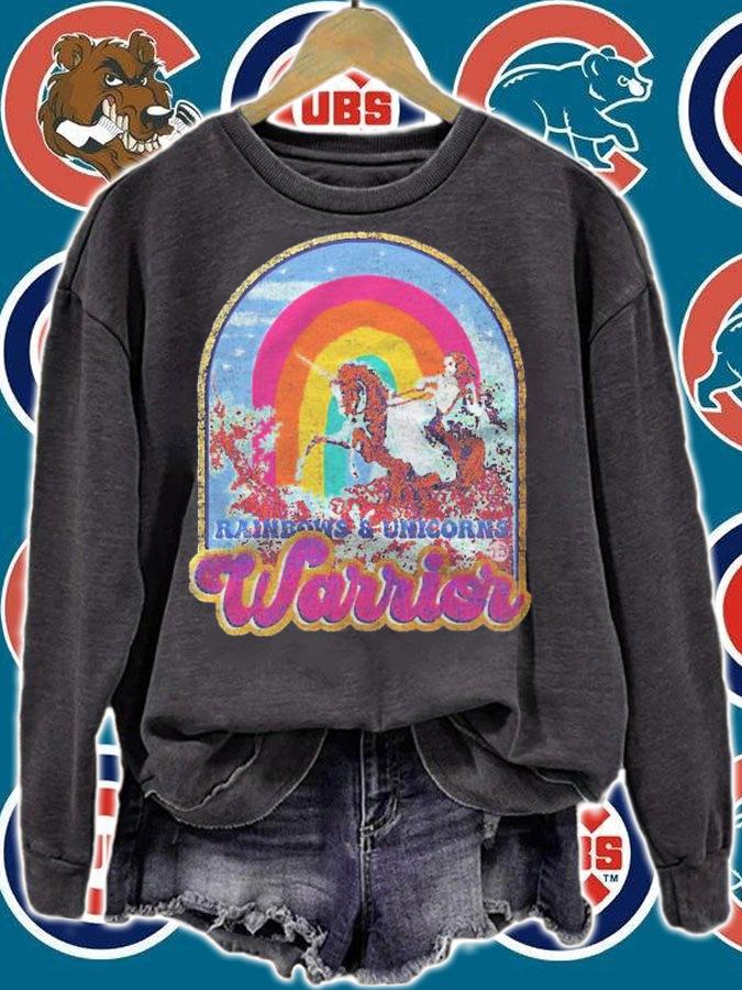 Rainbows & Unicorns Warrior  Artsy Graphic Fashion shirt sweatshirt