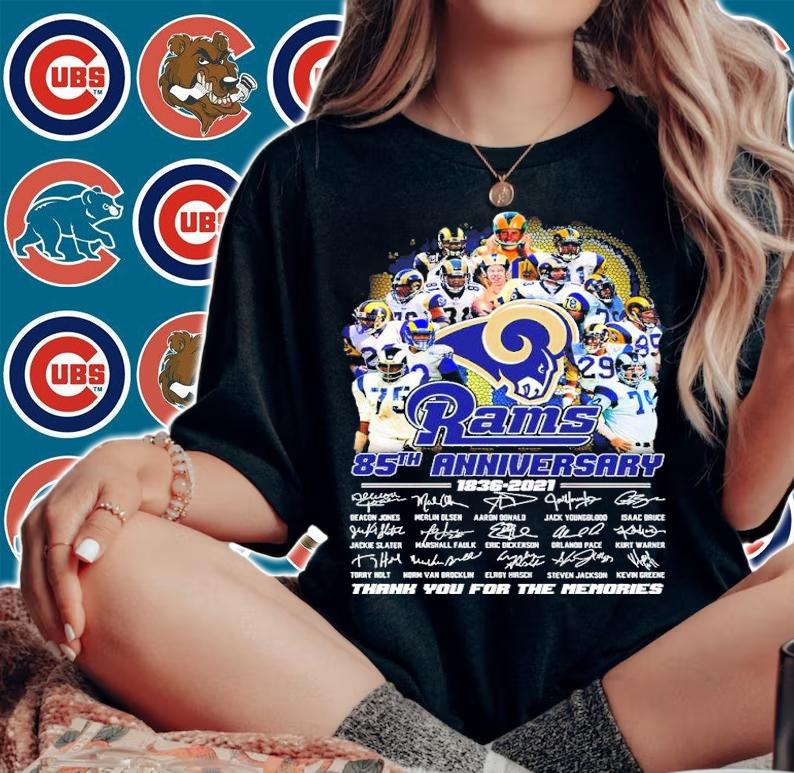 Rams 85th anniversary 1836-2021 signatures shirt
