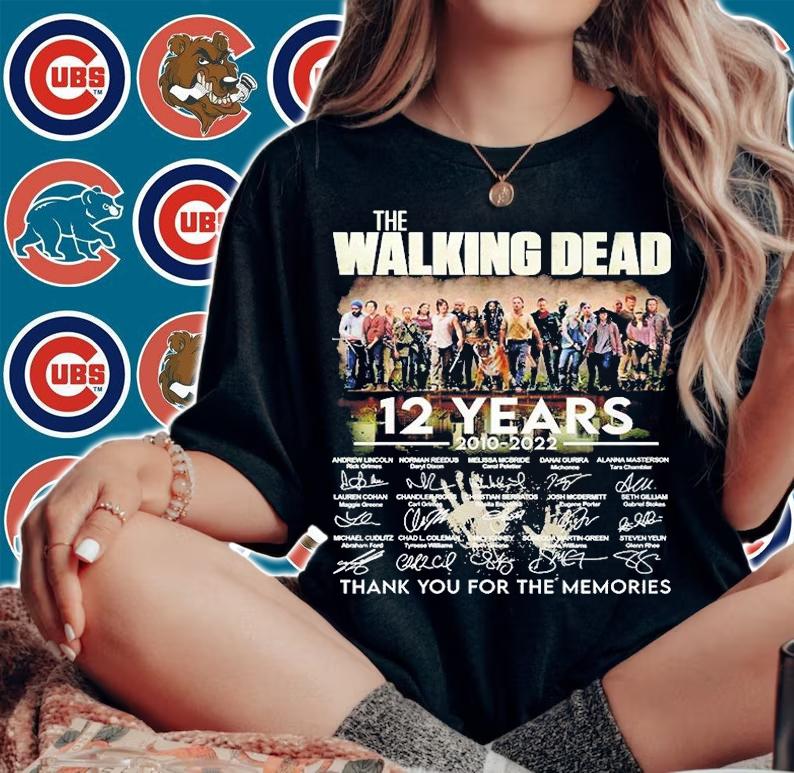 The Walking Dead 12 Years 2010 2022 Thank You For The Memories Signatures T-Shirt woman shirt