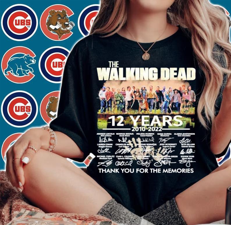 Top the Walking Dead 12 Years 2010-2022 Signatures Thank You For The Memories Shirt woman shirt