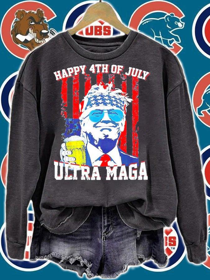 Ultra Maga Proud Pro Trump Happy 4th Of July American Flag T-Shirt