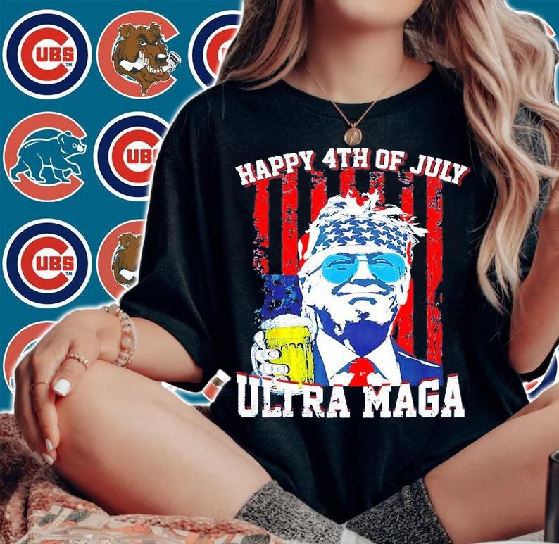 Ultra Maga Proud Pro Trump Happy 4th Of July American Flag T-Shirt