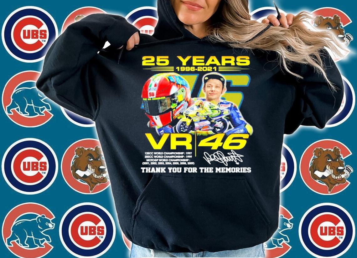 Valentino Rossi 25 years 1996-2021 VR46 thank you for the memories signature t-shirt hoodie