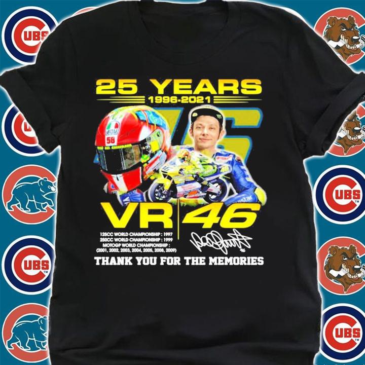 Valentino Rossi 25 years 1996-2021 VR46 thank you for the memories signature t-shirt shirt