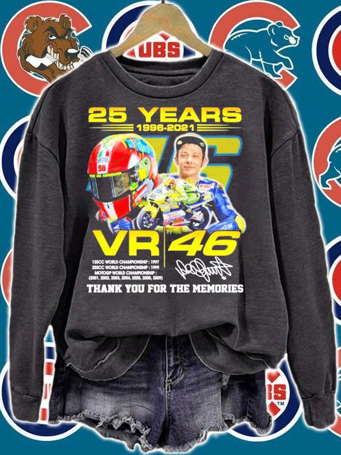 Valentino Rossi 25 years 1996-2021 VR46 thank you for the memories signature t-shirt sweatshirt