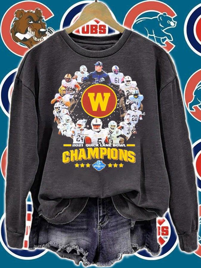 Western Michigan Football 2021 Quick Lane Bowl Champions Signatures Shirt sweatshirt