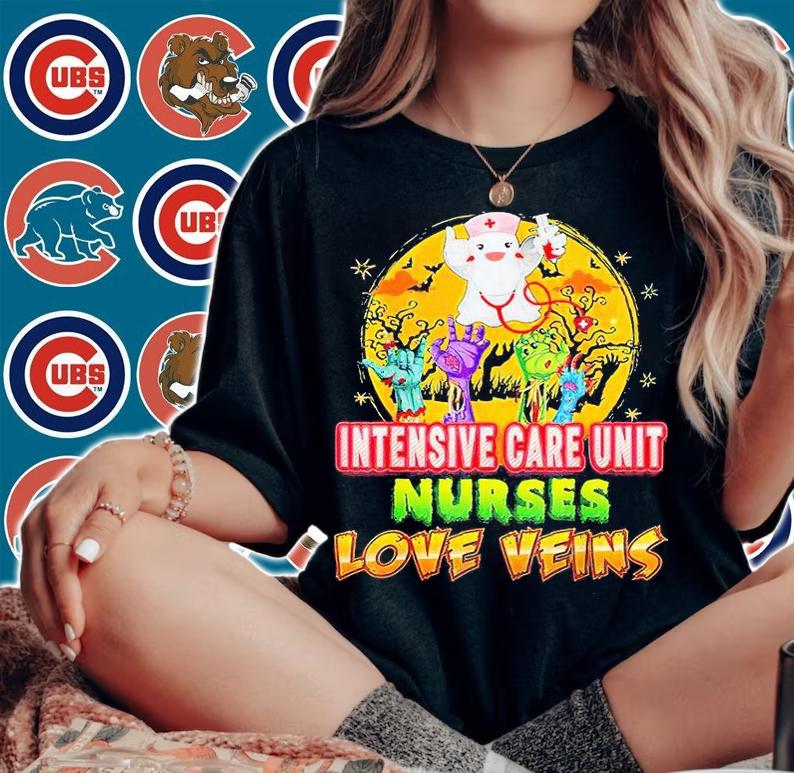 Intensive Care Unit Nurse Love Veins Ghost Witch Halloween T-shirt woman shirt