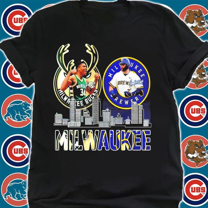 MILWAUKEE Milwaukee Bucks Giannis Antetokounmpo vs Milwaukee Brewers Garrett Mitchell signature shirt shirt