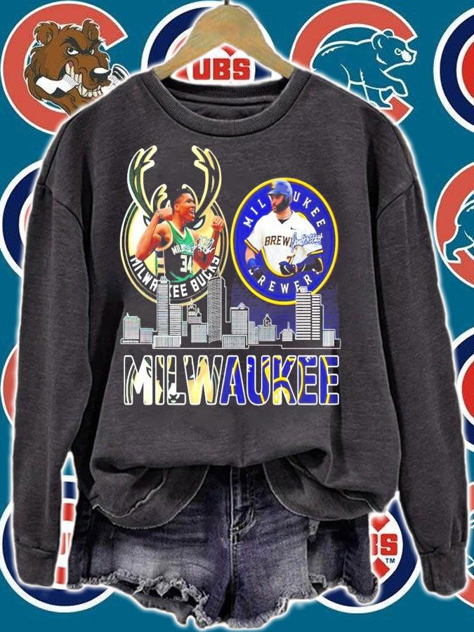 MILWAUKEE Milwaukee Bucks Giannis Antetokounmpo vs Milwaukee Brewers Garrett Mitchell signature shirt sweatshirt
