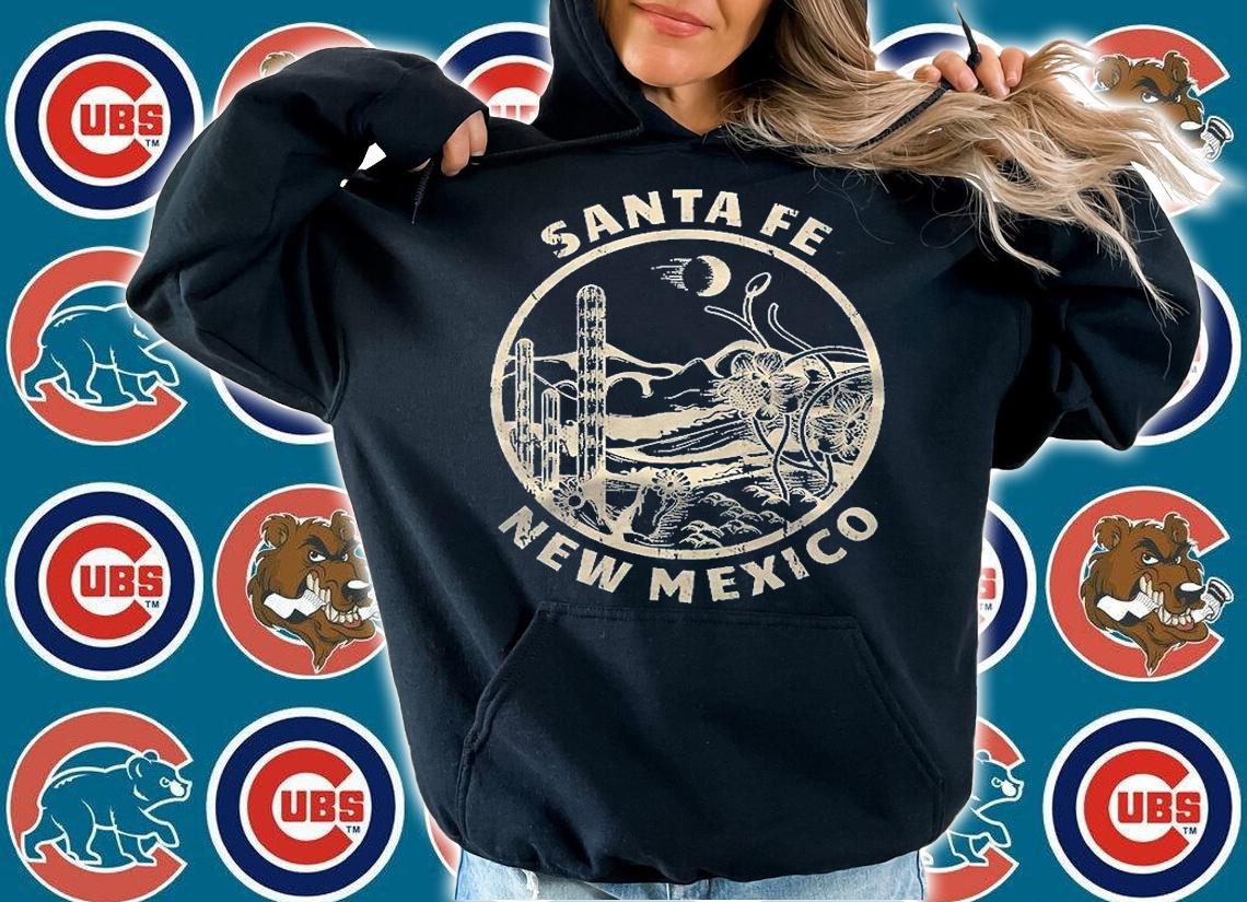 Santa Fe New Mexico Linocut Distressed Desert Illustration Shirt hoodie