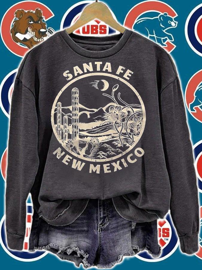 Santa Fe New Mexico Linocut Distressed Desert Illustration Shirt sweatshirt