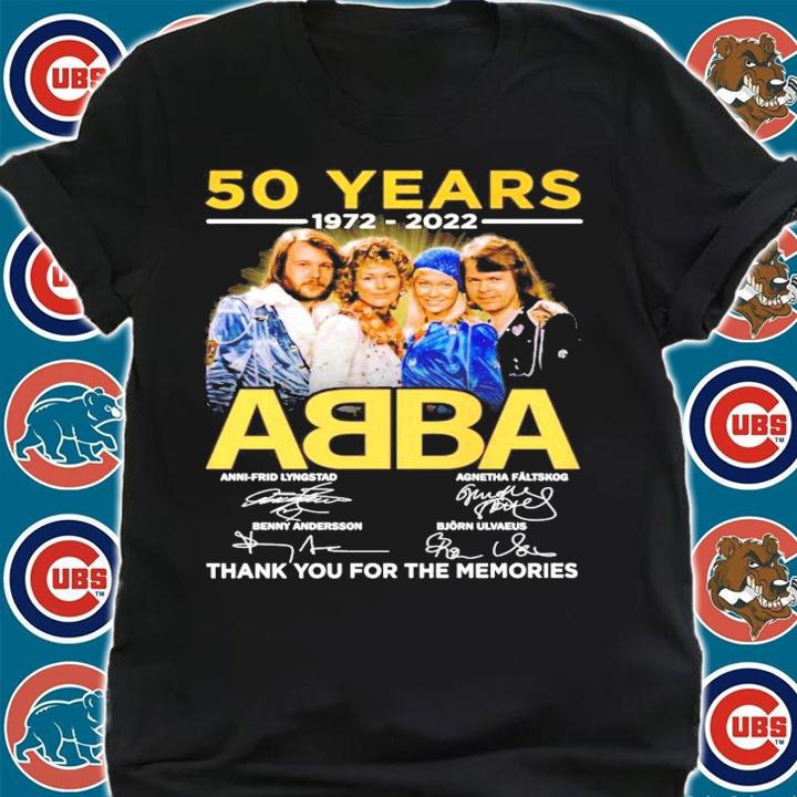 50 years 1972-2022 ABBA signatures thank you for the memories shirt