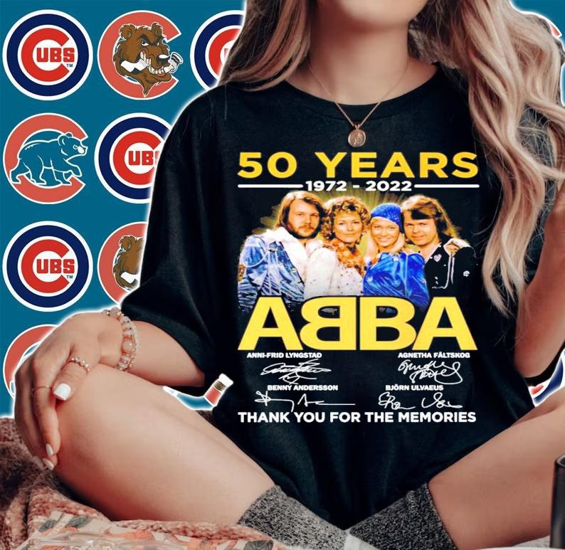 50 years 1972-2022 ABBA signatures thank you for the memories shirt