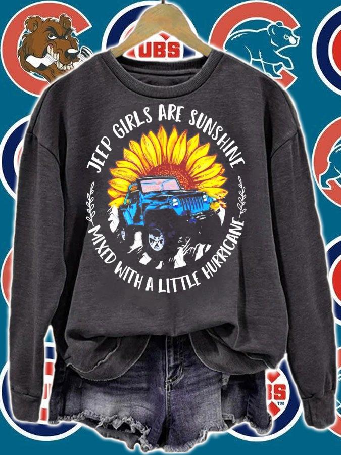 Jeep sunflower girls are sunshine mixed with a little hurricane shirt sweatshirt