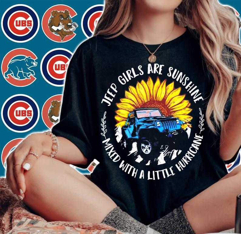 Jeep sunflower girls are sunshine mixed with a little hurricane shirt woman shirt