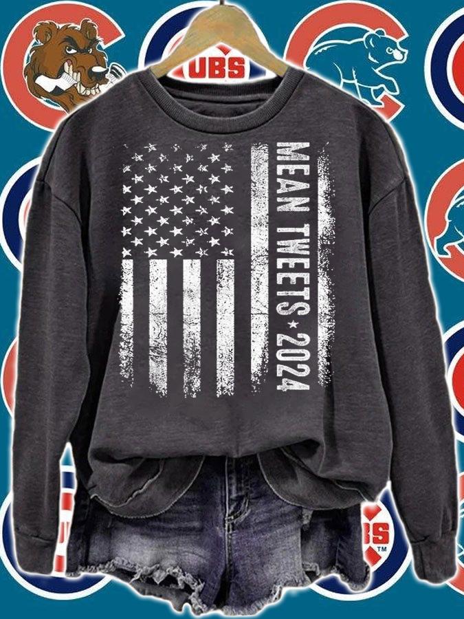 Mean Tweets 2024 Funny Trump Election Vintage American Flag shirt sweatshirt
