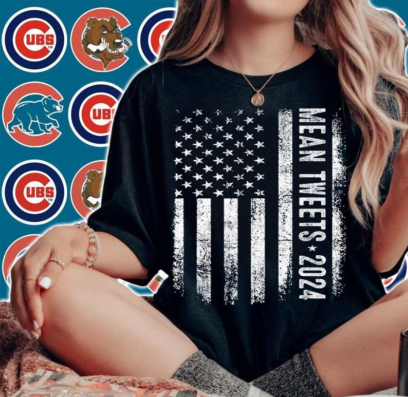 Mean Tweets 2024 Funny Trump Election Vintage American Flag shirt woman shirt