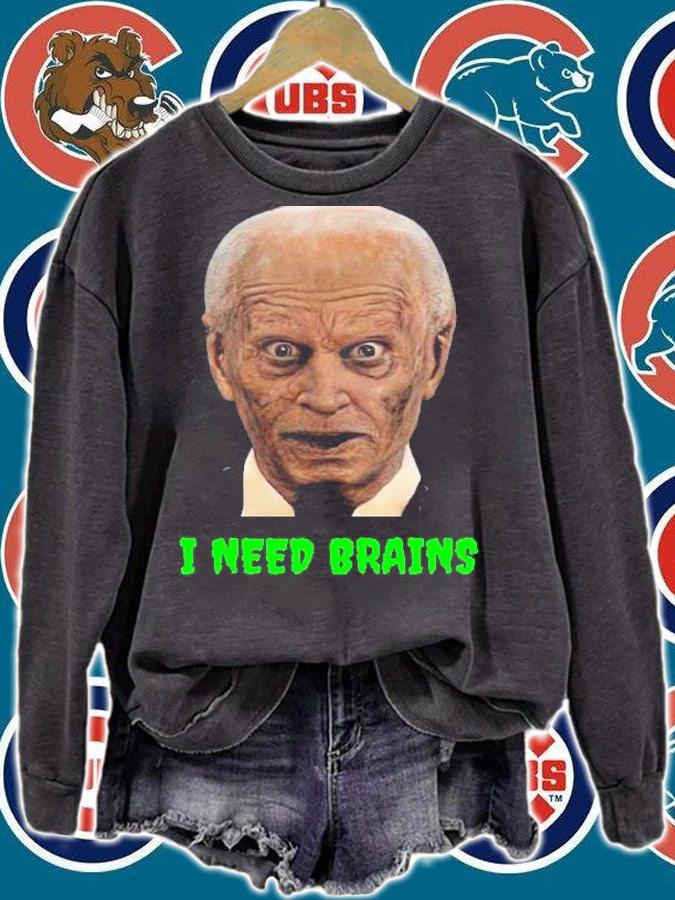 Zombie Joe Biden I need brains Halloween t-shirt