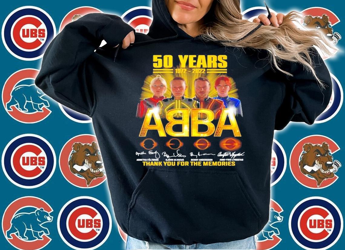 50 years 1972-2022 ABBA signatures thank you for the memories t-shirt
