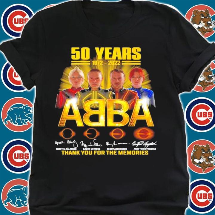 50 years 1972-2022 ABBA signatures thank you for the memories t-shirt