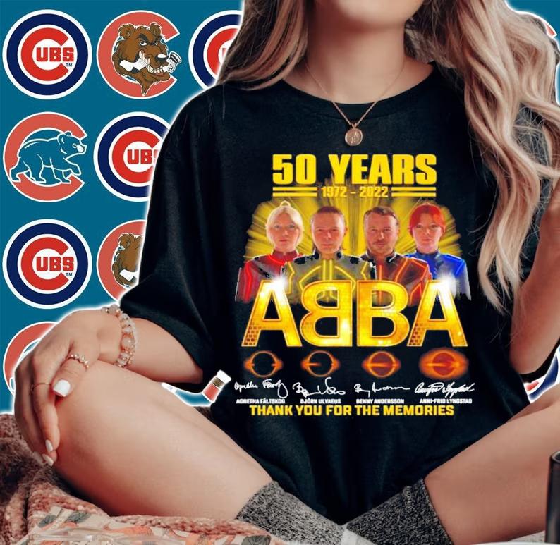 50 years 1972-2022 ABBA signatures thank you for the memories t-shirt