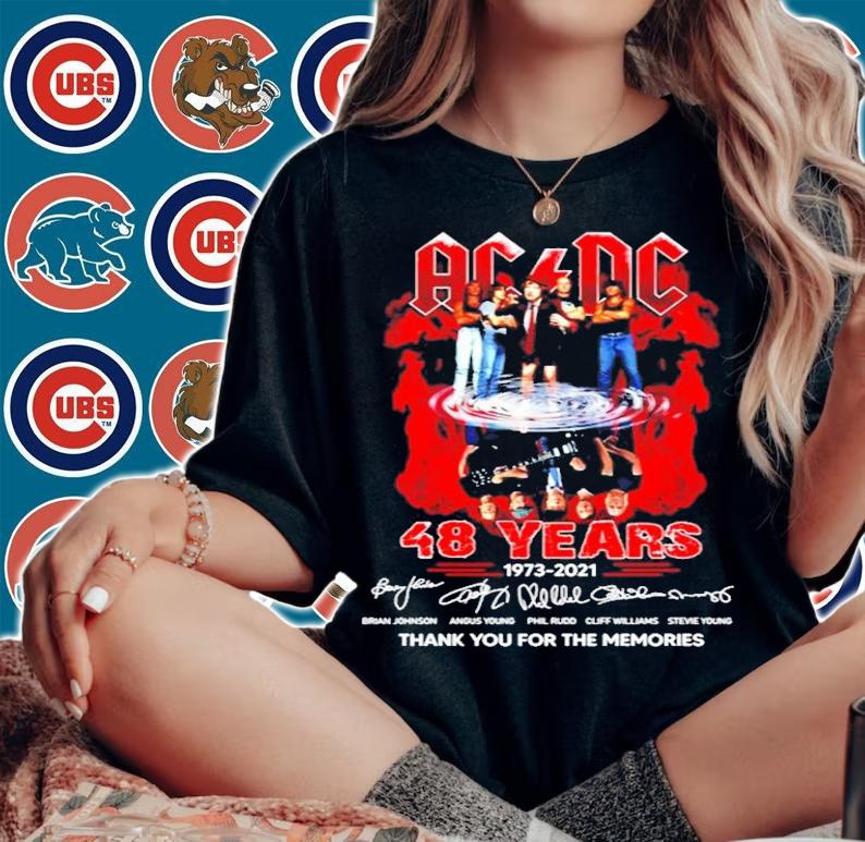 ACDC 48 years 1973-2021 signature thank you for the memories shirt