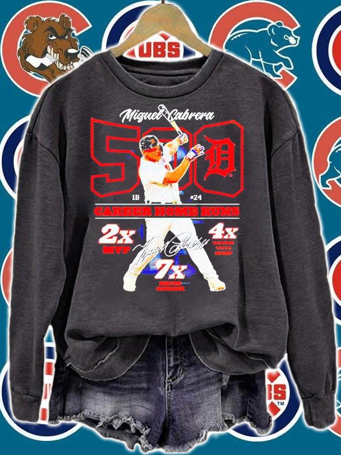 Miguel Cabrera 500 career home runs 2x MVP 4x batting title champ 7x silver slugger signature T-shirt sweatshirt