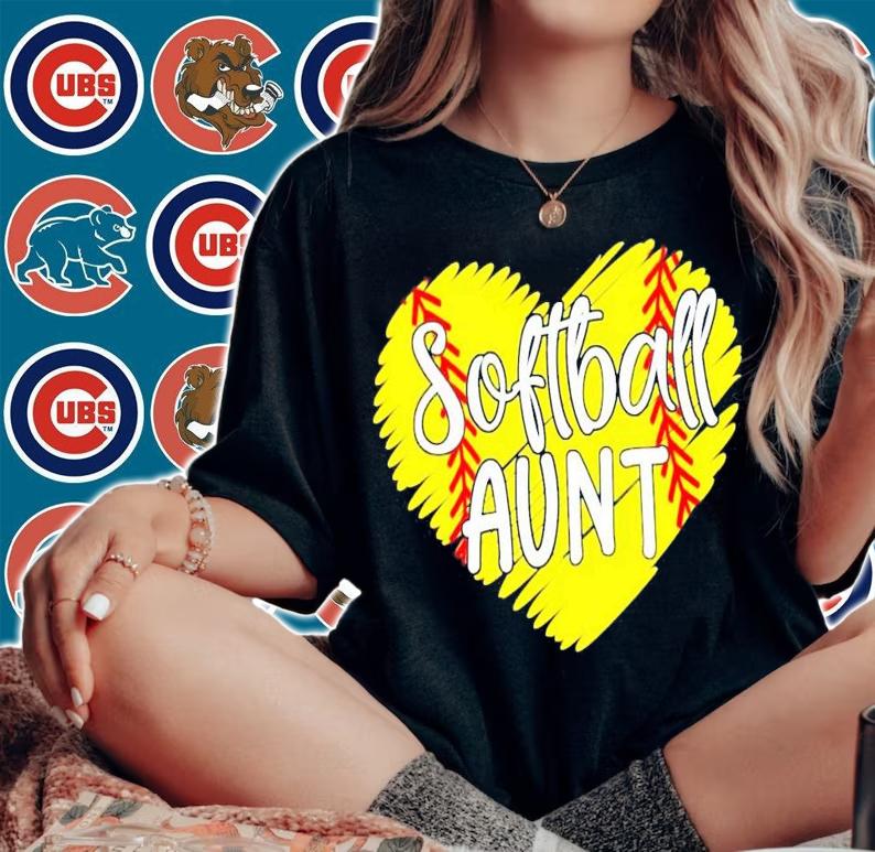 Softball aunt heart shirt woman shirt