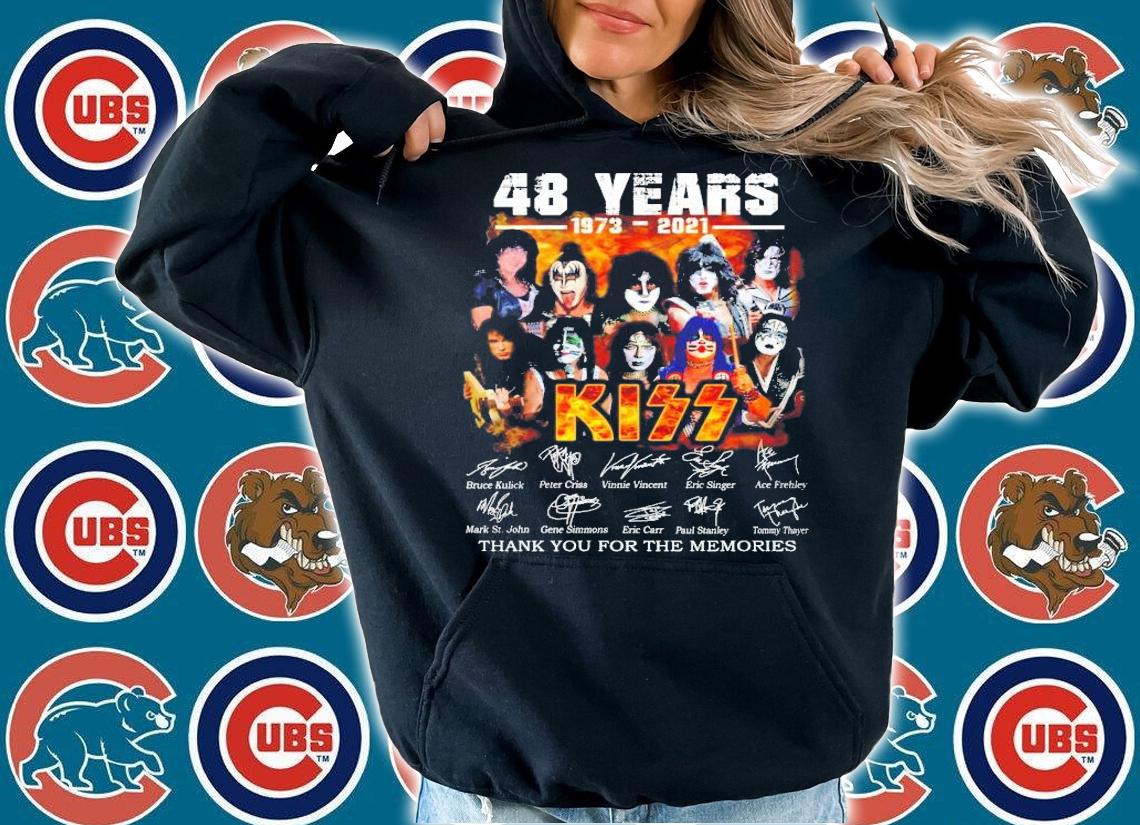 48 years 1973 2021 Kiss thank you for the memories signatures shirt hoodie