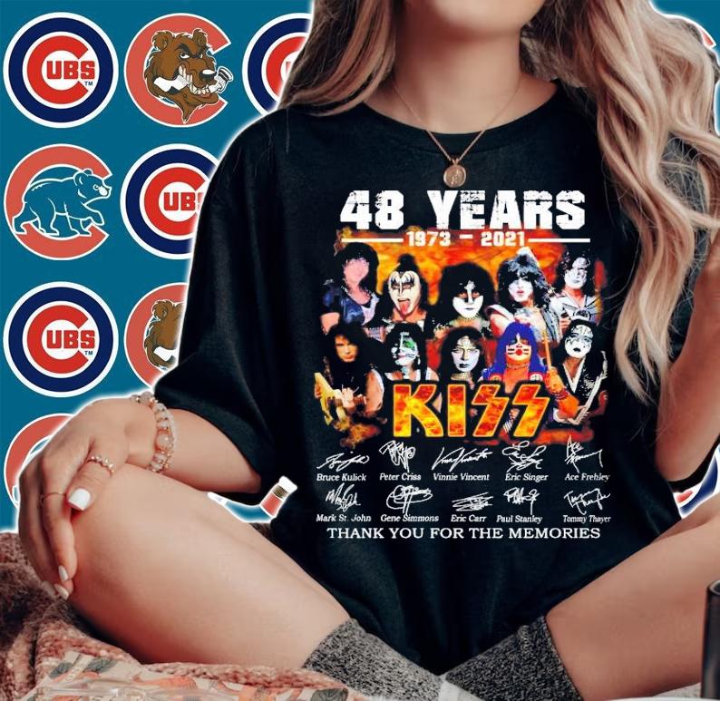 48 years 1973 2021 Kiss thank you for the memories signatures shirt woman shirt