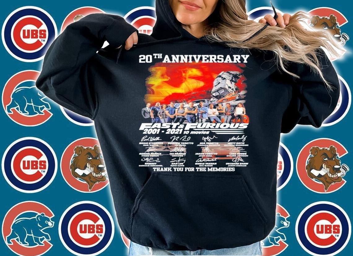 20th anniversary Fast and Furious 2001 2021 10 movies thank you for the memories shirt hoodie