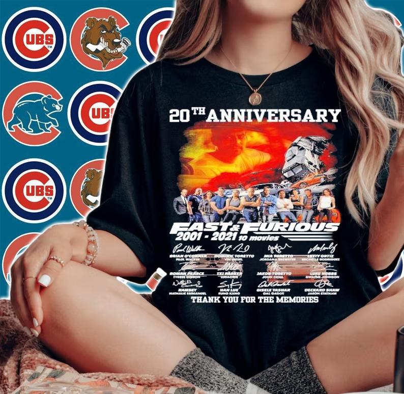 20th anniversary Fast and Furious 2001 2021 10 movies thank you for the memories shirt woman shirt