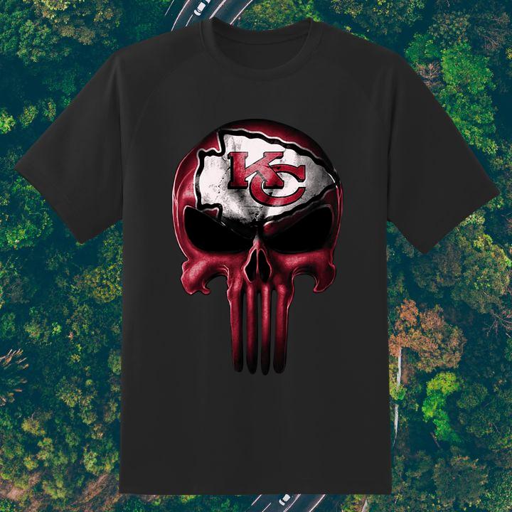 Limited Edition Punisher Skull Kansas City Chiefs Logo T-Shirt