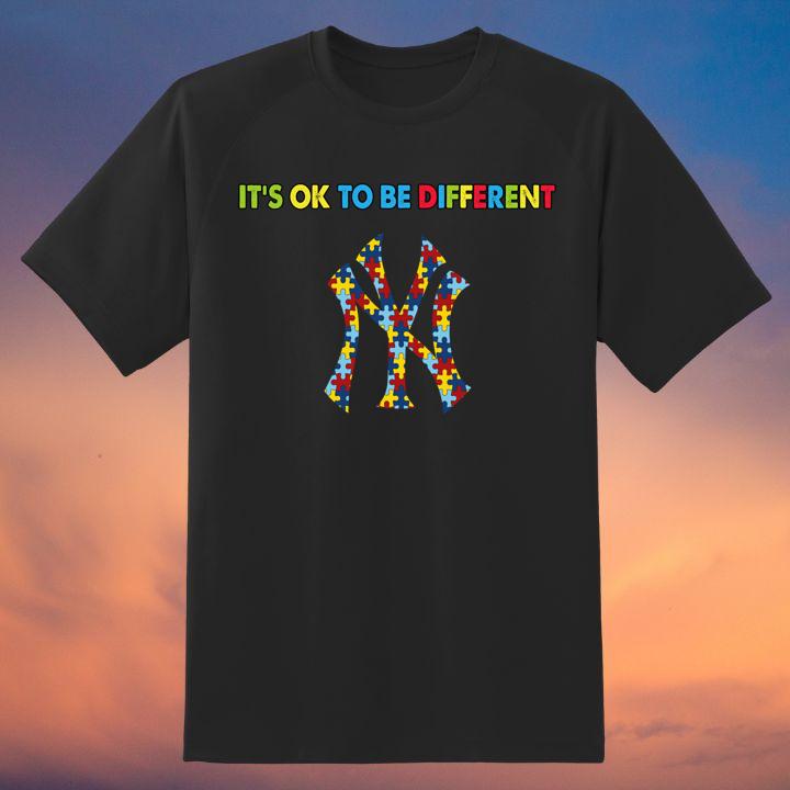 It's Ok To Be Different Autism Awareness New York Yankees Logo T-Shirt - Shop now!